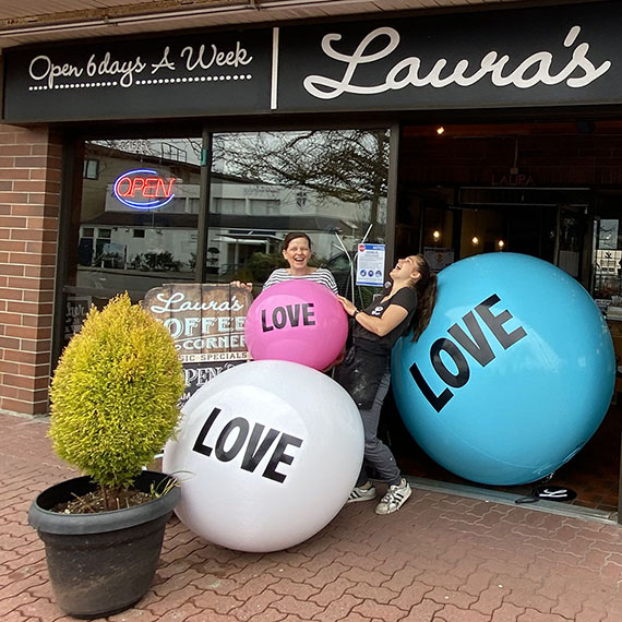 Photo: Love Balls outside Lauras Coffee in White Rock, BC. Canada