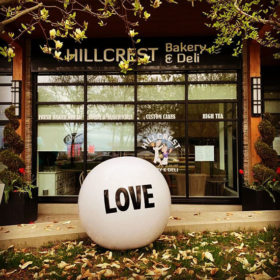 Photo: Love Ball outside Hillcrest Bakery in White Rock, BC. Canada