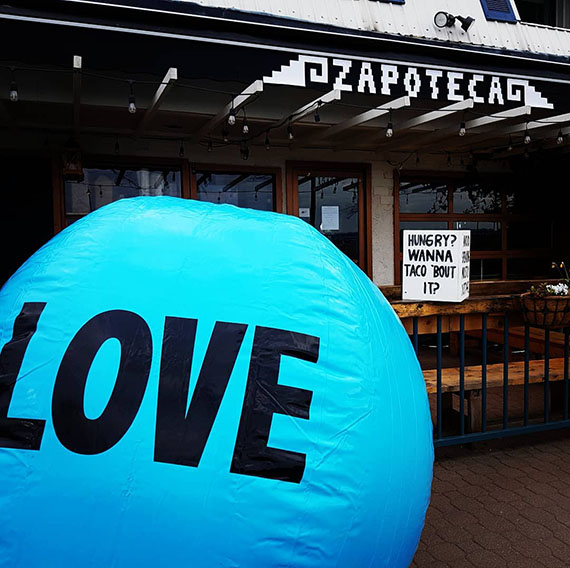 Photo: Love Ball outside Zapoteca Mexican Grill & Seafood in White Rock, BC. Canada